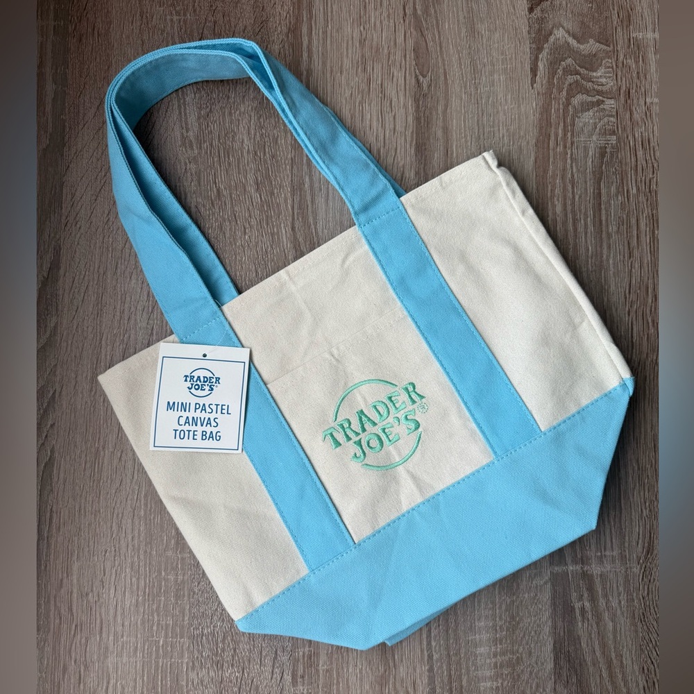 Trader Joe’s Mini Canvas Tote Pastel Blue